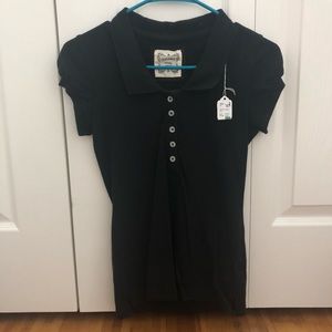 xs old navy black collar button up polo